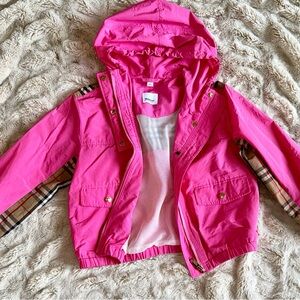 Burberry Bright Pink Kids Raincoat with Hood